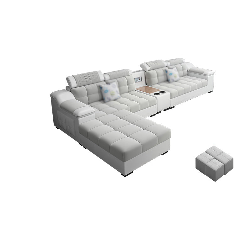 Contemporary Sofa Grey High Back Sloped Arms Sofa/Sectional for Living Room 134"L x 71"W x 33.5"H Clearhalo 'furn' 'furn_sectionals' 'Furniture' 'furniture_sectionals' 'Living Room Furniture' 'Sectionals' 4896184