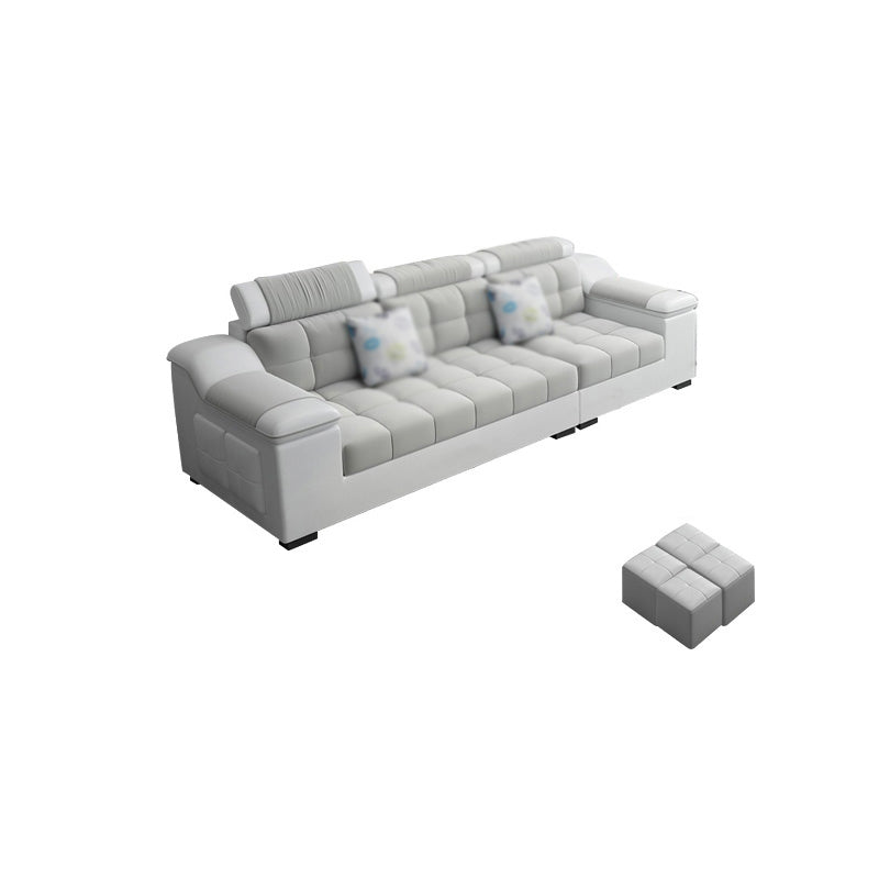 Contemporary Sofa Grey High Back Sloped Arms Sofa/Sectional for Living Room 83"L x 35.5"W x 33.5"H Clearhalo 'furn' 'furn_sectionals' 'Furniture' 'furniture_sectionals' 'Living Room Furniture' 'Sectionals' 4896185