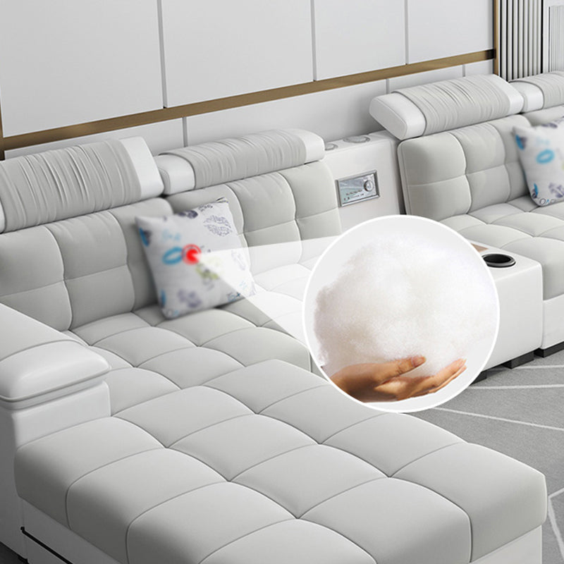 Contemporary Sofa Grey High Back Sloped Arms Sofa/Sectional for Living Room Clearhalo 'furn' 'furn_sectionals' 'Furniture' 'furniture_sectionals' 'Living Room Furniture' 'Sectionals' 4896187