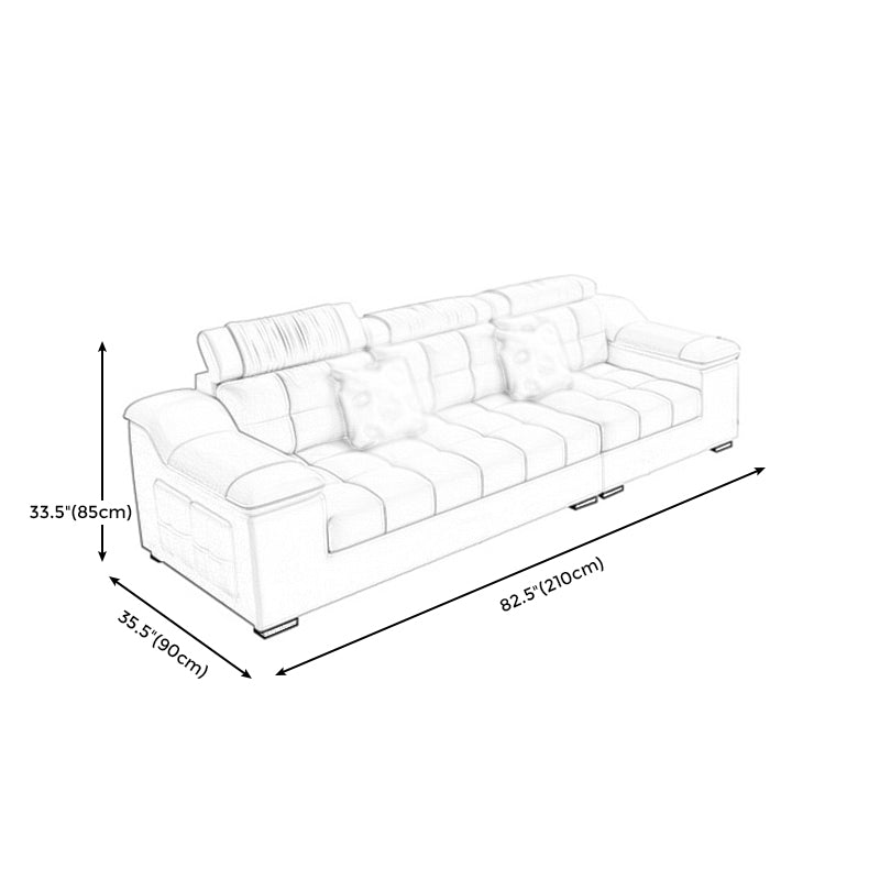 Contemporary Sofa Grey High Back Sloped Arms Sofa/Sectional for Living Room Clearhalo 'furn' 'furn_sectionals' 'Furniture' 'furniture_sectionals' 'Living Room Furniture' 'Sectionals' 4896188