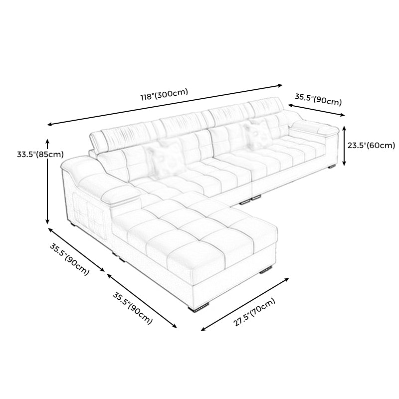 Contemporary Sofa Grey High Back Sloped Arms Sofa/Sectional for Living Room Clearhalo 'furn' 'furn_sectionals' 'Furniture' 'furniture_sectionals' 'Living Room Furniture' 'Sectionals' 4896190