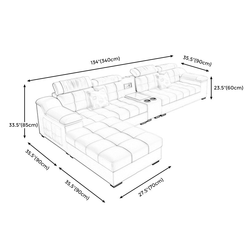 Contemporary Sofa Grey High Back Sloped Arms Sofa/Sectional for Living Room Clearhalo 'furn' 'furn_sectionals' 'Furniture' 'furniture_sectionals' 'Living Room Furniture' 'Sectionals' 4896191