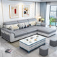 Flared Arms L-Shape Ottoman Included 3-seat Sectionals Sofa with Storage for Apartment Smoke Gray Clearhalo 'Furniture' 'furniture_sectionals' 'Living Room Furniture' 'Sectionals' 4896203