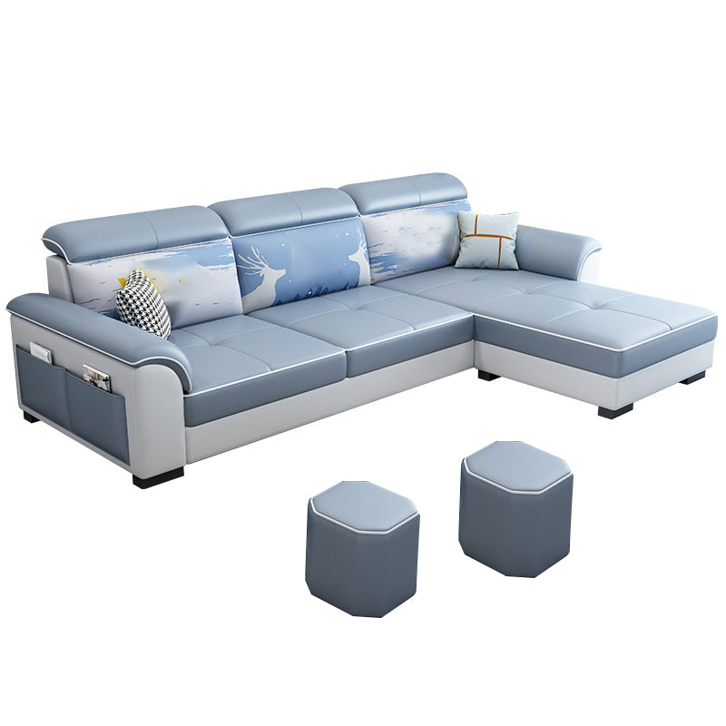 Flared Arms L-Shape Ottoman Included 3-seat Sectionals Sofa with Storage for Apartment Clearhalo 'Furniture' 'furniture_sectionals' 'Living Room Furniture' 'Sectionals' 4896204