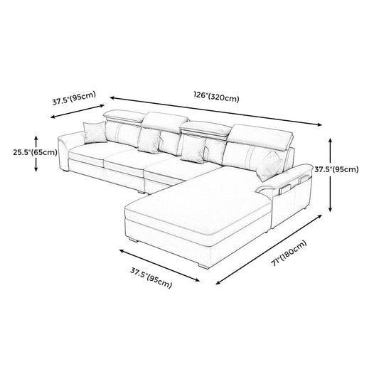 Contemporary Sofa Pillow Back Cushions Sectional with Pillow Top Arm Clearhalo 'furn' 'furn_sectionals' 'Furniture' 'furniture_sectionals' 'Living Room Furniture' 'Sectionals' 4896223