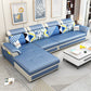 Left Facing Sofa Faux Leather/Linen Blend L-shape Sectionals with Chaise Dark Blue Foam Clearhalo 'furn' 'furn_sectionals' 'Furniture' 'furniture_sectionals' 'Living Room Furniture' 'Sectionals' 4896224
