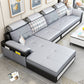Left Facing Sofa Faux Leather/Linen Blend L-shape Sectionals with Chaise Silver Gray Latex Clearhalo 'furn' 'furn_sectionals' 'Furniture' 'furniture_sectionals' 'Living Room Furniture' 'Sectionals' 4896226