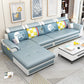 Left Facing Sofa Faux Leather/Linen Blend L-shape Sectionals with Chaise Light Blue Foam Clearhalo 'furn' 'furn_sectionals' 'Furniture' 'furniture_sectionals' 'Living Room Furniture' 'Sectionals' 4896228
