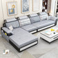 Left Facing Sofa Faux Leather/Linen Blend L-shape Sectionals with Chaise Silver Gray Foam Clearhalo 'furn' 'furn_sectionals' 'Furniture' 'furniture_sectionals' 'Living Room Furniture' 'Sectionals' 4896230