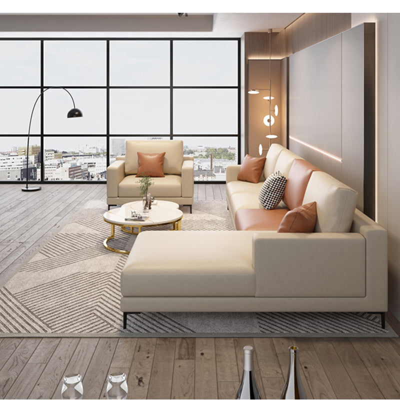 124.02"L X 62.99"W X 35.43"H Fabric Cushions Sectional Square Arm Sofa with Chaise Clearhalo 'furn' 'furn_sectionals' 'Furniture' 'furniture_sectionals' 'Living Room Furniture' 'Sectionals' 4896243