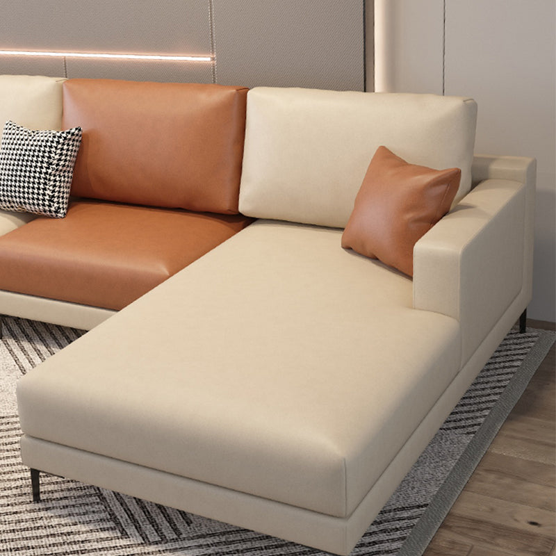 124.02"L X 62.99"W X 35.43"H Fabric Cushions Sectional Square Arm Sofa with Chaise Clearhalo 'furn' 'furn_sectionals' 'Furniture' 'furniture_sectionals' 'Living Room Furniture' 'Sectionals' 4896247