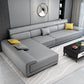 Scandinavian Modular Sectional Left Hand Facing Sofa for Apartment Gray-White Faux Leather Clearhalo 'furn' 'furn_sectionals' 'Furniture' 'furniture_sectionals' 'Living Room Furniture' 'Sectionals' 4896251