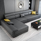Scandinavian Modular Sectional Left Hand Facing Sofa for Apartment Silver Gray Faux Leather Clearhalo 'furn' 'furn_sectionals' 'Furniture' 'furniture_sectionals' 'Living Room Furniture' 'Sectionals' 4896254