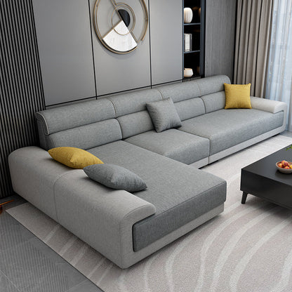 Scandinavian Modular Sectional Left Hand Facing Sofa for Apartment Grey Linen Blend Clearhalo 'furn' 'furn_sectionals' 'Furniture' 'furniture_sectionals' 'Living Room Furniture' 'Sectionals' 4896261