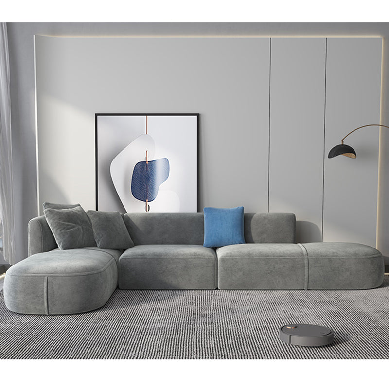 Velvet One Arm Sectional Sofa 27.56"High Tight Back Sofa for Living Room 136"L x 69"W x 28"H Left Clearhalo 'furn' 'furn_sectionals' 'Furniture' 'furniture_sectionals' 'Living Room Furniture' 'Sectionals' 4896268