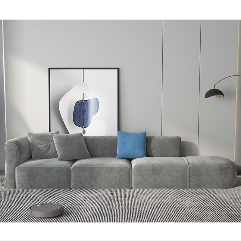 Velvet One Arm Sectional Sofa 27.56"High Tight Back Sofa for Living Room 136"L x 35"W x 28"H Right Clearhalo 'furn' 'furn_sectionals' 'Furniture' 'furniture_sectionals' 'Living Room Furniture' 'Sectionals' 4896271