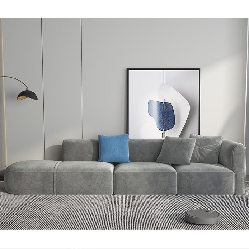 Velvet One Arm Sectional Sofa 27.56"High Tight Back Sofa for Living Room 136"L x 35"W x 28"H Left Clearhalo 'furn' 'furn_sectionals' 'Furniture' 'furniture_sectionals' 'Living Room Furniture' 'Sectionals' 4896273