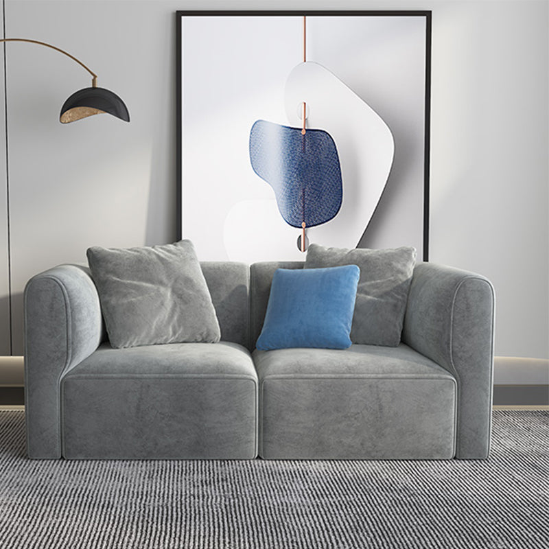 Velvet One Arm Sectional Sofa 27.56"High Tight Back Sofa for Living Room 83"L x 35.5"W x 27.5"H Horizontal Clearhalo 'furn' 'furn_sectionals' 'Furniture' 'furniture_sectionals' 'Living Room Furniture' 'Sectionals' 4896274