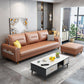 Square Arm Pillowed Back Cushions L-Shape Sectionals Sofa for 3 People Dark Brown Clearhalo 'furn' 'furn_sectionals' 'Furniture' 'furniture_sectionals' 'Living Room Furniture' 'Sectionals' 4896300