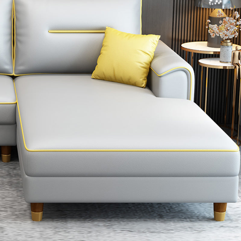 Square Arm Pillowed Back Cushions L-Shape Sectionals Sofa for 3 People Clearhalo 'furn' 'furn_sectionals' 'Furniture' 'furniture_sectionals' 'Living Room Furniture' 'Sectionals' 4896312