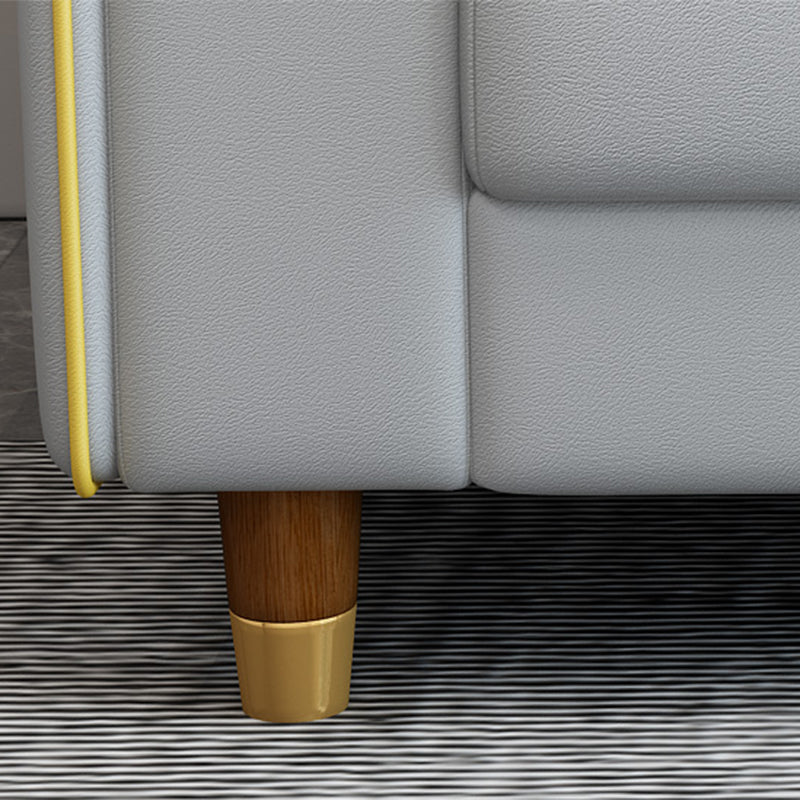 Square Arm Pillowed Back Cushions L-Shape Sectionals Sofa for 3 People Clearhalo 'furn' 'furn_sectionals' 'Furniture' 'furniture_sectionals' 'Living Room Furniture' 'Sectionals' 4896313