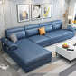 Left Facing Sofa Faux Leather/Linen L-shape 4-seat Sectionals with Chaise Ocean Blue Clearhalo 'Furniture' 'furniture_sectionals' 'Living Room Furniture' 'Sectionals' 4896320
