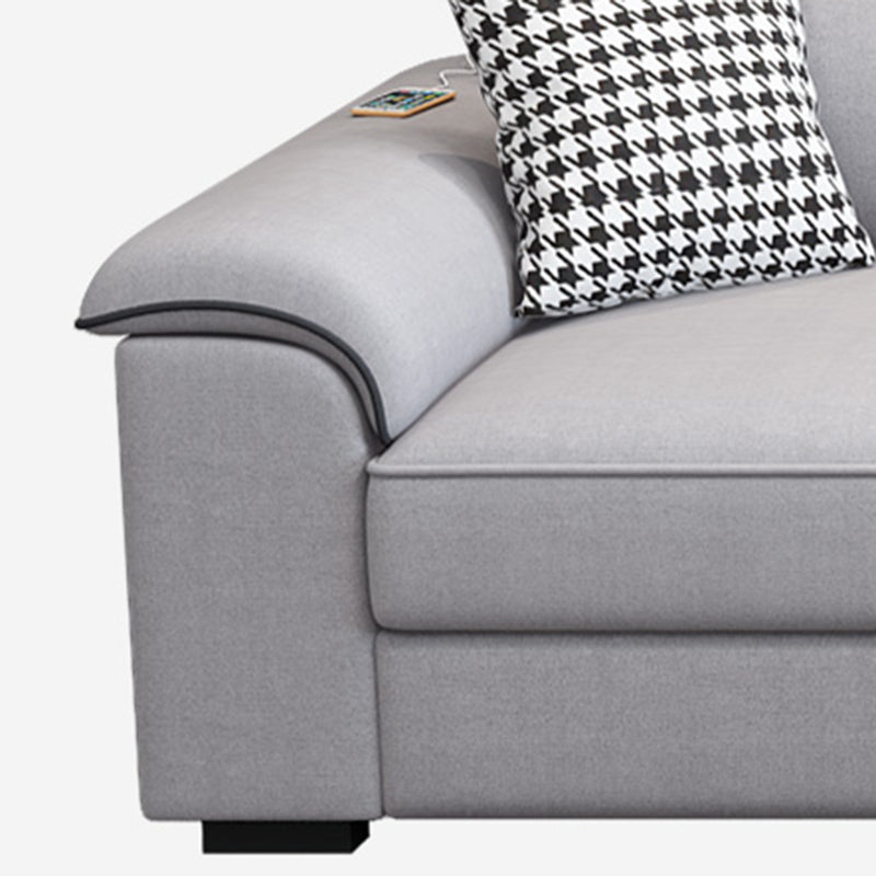 Left Facing Sofa Faux Leather/Linen L-shape 4-seat Sectionals with Chaise Clearhalo 'Furniture' 'furniture_sectionals' 'Living Room Furniture' 'Sectionals' 4896331