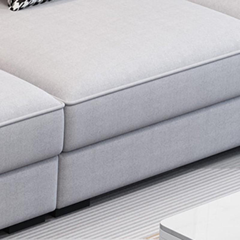 Left Facing Sofa Faux Leather/Linen L-shape 4-seat Sectionals with Chaise Clearhalo 'Furniture' 'furniture_sectionals' 'Living Room Furniture' 'Sectionals' 4896334