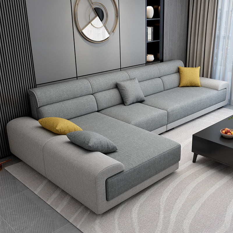 Scandinavian L-Shape Sofa Left Hand Facing Sectional for Apartment Grey Linen Blend Clearhalo 'Furniture' 'furniture_sectionals' 'Living Room Furniture' 'Sectionals' 4896343