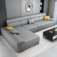 Scandinavian L-Shape Sofa Left Hand Facing Sectional for Apartment Light Gray Faux Leather Clearhalo 'Furniture' 'furniture_sectionals' 'Living Room Furniture' 'Sectionals' 4896346