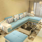L-Shape Sofa Pillowed Back Cushions Square Arm Sectionals for Four People Light Blue Clearhalo 'furn' 'furn_sectionals' 'Furniture' 'furniture_sectionals' 'Living Room Furniture' 'Sectionals' 4896363