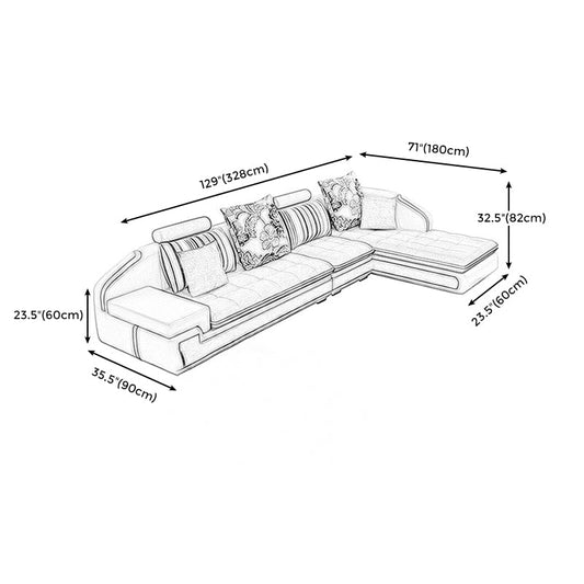 L-Shape Sofa Pillowed Back Cushions Square Arm Sectionals for Four People Clearhalo 'furn' 'furn_sectionals' 'Furniture' 'furniture_sectionals' 'Living Room Furniture' 'Sectionals' 4896367