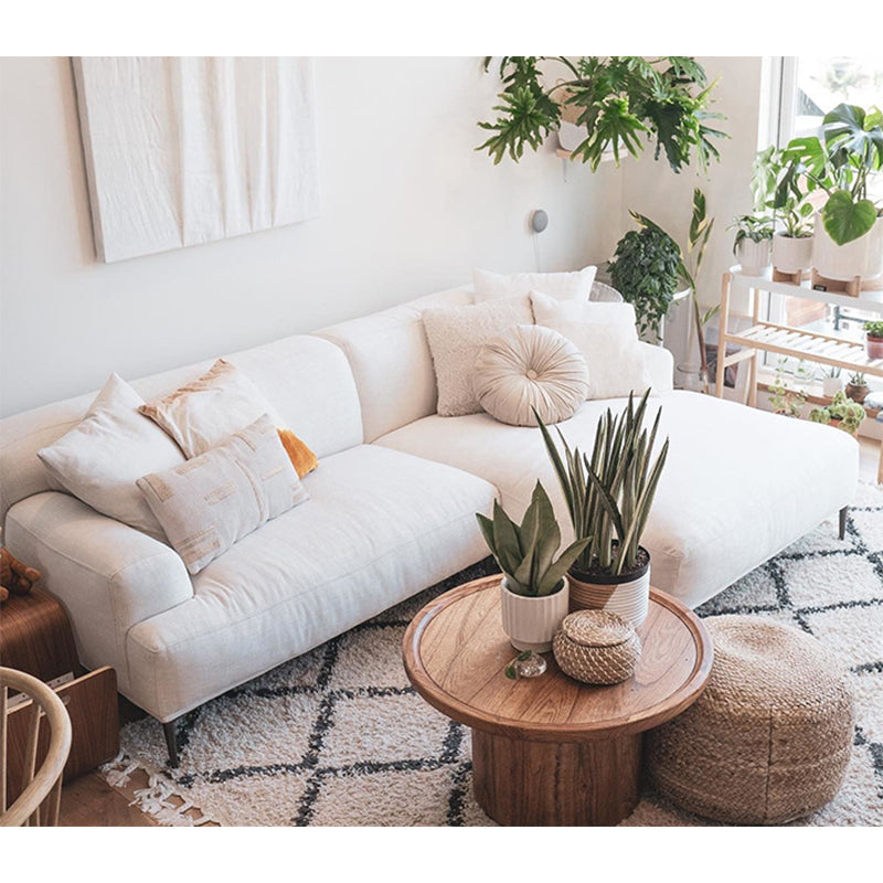 Modern Beige Sectional Sofa Scooped Arm Tight Back Sectional for Living Room 110"L x 63"W x 29"H Faux Leather Clearhalo 'furn' 'furn_sectionals' 'Furniture' 'furniture_sectionals' 'Living Room Furniture' 'Sectionals' 4896368