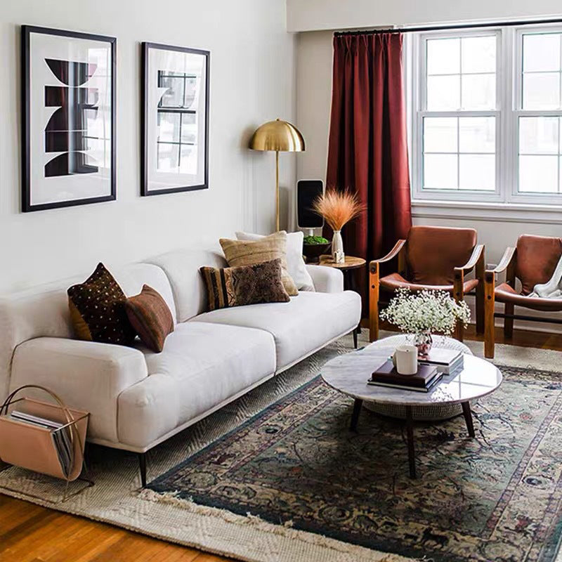 Modern Beige Sectional Sofa Scooped Arm Tight Back Sectional for Living Room 102"L x 37"W x 29"H Faux Leather Clearhalo 'furn' 'furn_sectionals' 'Furniture' 'furniture_sectionals' 'Living Room Furniture' 'Sectionals' 4896370