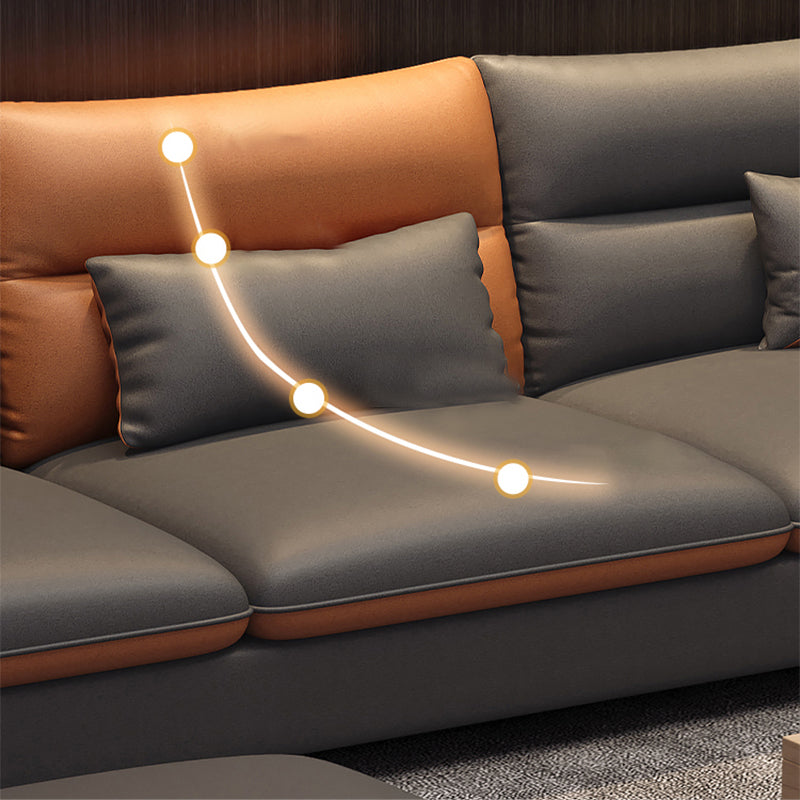 Stain-Resistant Sofa Faux Leather Square Arm Modern Sectional for Apartment Clearhalo 'furn' 'furn_sectionals' 'Furniture' 'furniture_sectionals' 'Living Room Furniture' 'Sectionals' 4896389