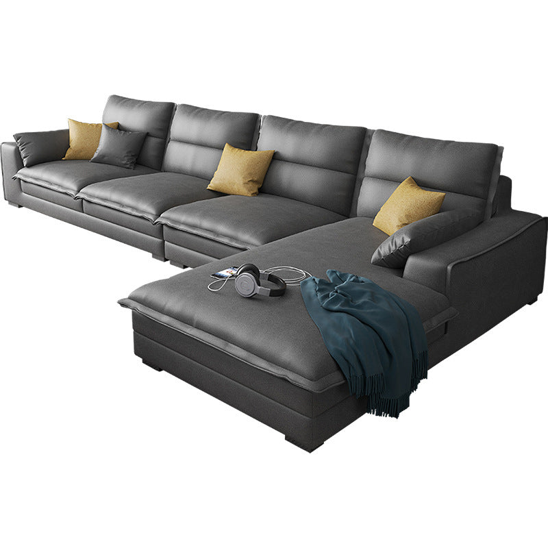 Modern Sofa Right Facing L-Shape Sectionals with Chaise for Living Room Grey Latex Clearhalo 'furn' 'furn_sectionals' 'Furniture' 'furniture_sectionals' 'Living Room Furniture' 'Sectionals' 4896400