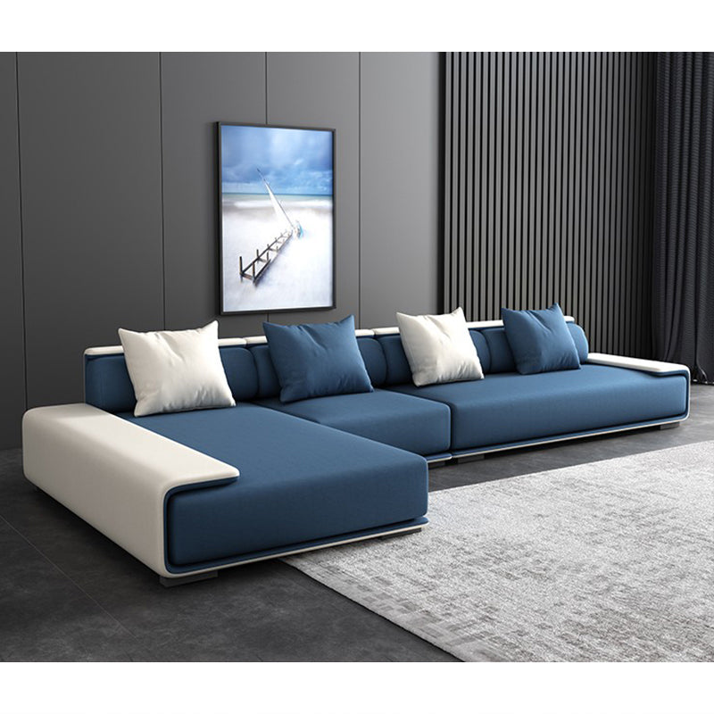 Contemporary Sofa141.73" L X 70.86" W X 29.52" H Armless Sectional for Apartment Beige-Blue Clearhalo 'furn' 'furn_sectionals' 'Furniture' 'furniture_sectionals' 'Living Room Furniture' 'Sectionals' 4896416