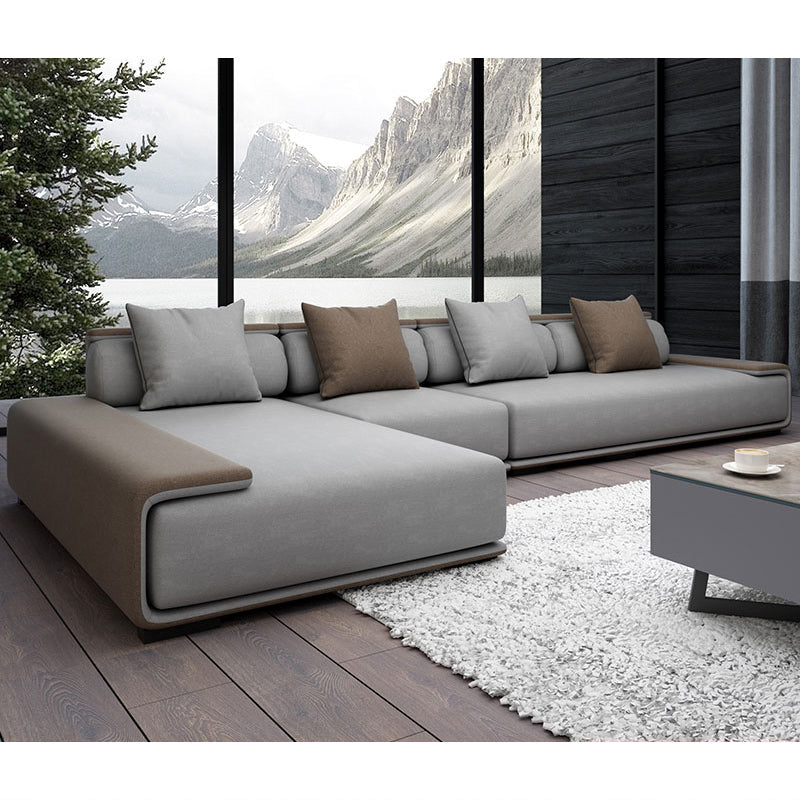 Contemporary Sofa141.73" L X 70.86" W X 29.52" H Armless Sectional for Apartment Gray Coffee Clearhalo 'furn' 'furn_sectionals' 'Furniture' 'furniture_sectionals' 'Living Room Furniture' 'Sectionals' 4896418