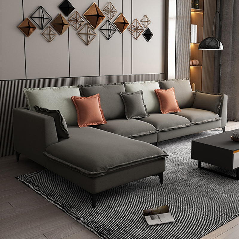 129.92"L X 70.87"W X 34.65"H Modern Sofa Cushions Square Arm Sectional with Chaise Dark Gray Left Clearhalo 'furn' 'furn_sectionals' 'Furniture' 'furniture_sectionals' 'Living Room Furniture' 'Sectionals' 4896427