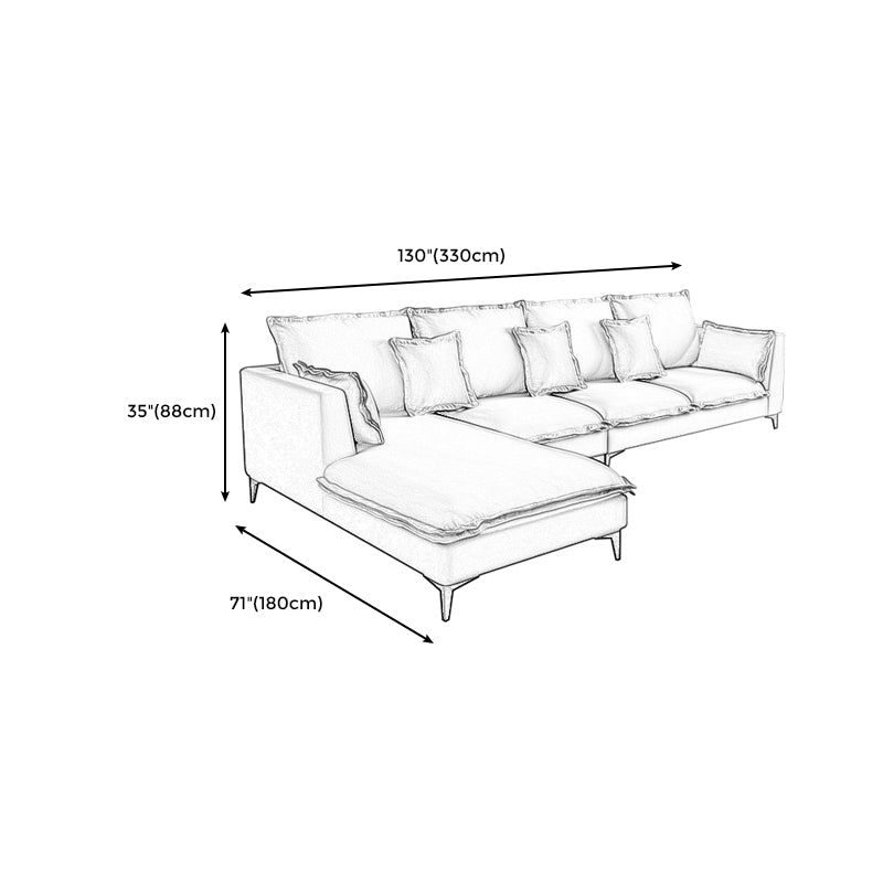 129.92"L X 70.87"W X 34.65"H Modern Sofa Cushions Square Arm Sectional with Chaise Clearhalo 'furn' 'furn_sectionals' 'Furniture' 'furniture_sectionals' 'Living Room Furniture' 'Sectionals' 4896439