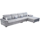L-shape Faux Leather/Linen Sofa and Chaise Right Hand Facing Sectional with Storage Light Gray-White Clearhalo 'furn' 'furn_sectionals' 'Furniture' 'furniture_sectionals' 'Living Room Furniture' 'Sectionals' 4896449