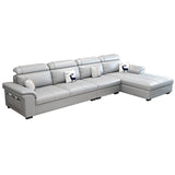 L-shape Faux Leather/Linen Sofa and Chaise Right Hand Facing Sectional with Storage Clearhalo 'furn' 'furn_sectionals' 'Furniture' 'furniture_sectionals' 'Living Room Furniture' 'Sectionals' 4896452