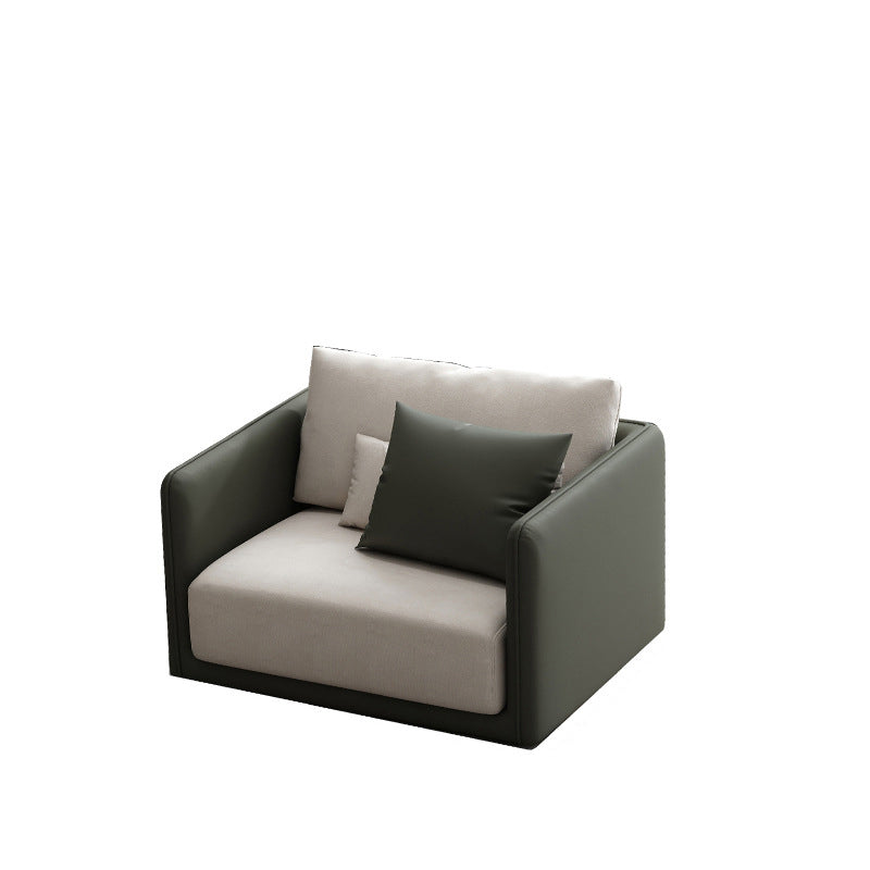 Contemporary Faux Leather Sofa Square Arm Cushion Back Sectional for Living Room 35"L x 35"W x 31"H Latex Clearhalo 'furn' 'furn_sectionals' 'Furniture' 'furniture_sectionals' 'Living Room Furniture' 'Sectionals' 4896463