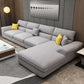 L-Shape Pillowed Back Cushions Sectional Faux Leather/Cottom Blend Sofa and Chaise Cotton Blend Light Grey Clearhalo 'furn' 'furn_sectionals' 'Furniture' 'furniture_sectionals' 'Living Room Furniture' 'Sectionals' 4896477