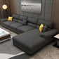 L-Shape Pillowed Back Cushions Sectional Faux Leather/Cottom Blend Sofa and Chaise Cotton Blend Dark Gray Clearhalo 'furn' 'furn_sectionals' 'Furniture' 'furniture_sectionals' 'Living Room Furniture' 'Sectionals' 4896478