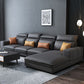 L-Shape Sofa Faux Leather High Back Square Arm Sectional with Stain-Resistant 127"L x 71"W x 39"H Dark Gray Clearhalo 'furn' 'furn_sectionals' 'Furniture' 'furniture_sectionals' 'Living Room Furniture' 'Sectionals' 4896494