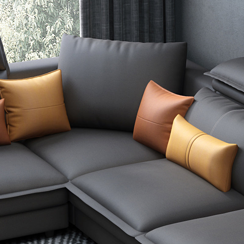 L-Shape Sofa Faux Leather High Back Square Arm Sectional with Stain-Resistant Clearhalo 'furn' 'furn_sectionals' 'Furniture' 'furniture_sectionals' 'Living Room Furniture' 'Sectionals' 4896496