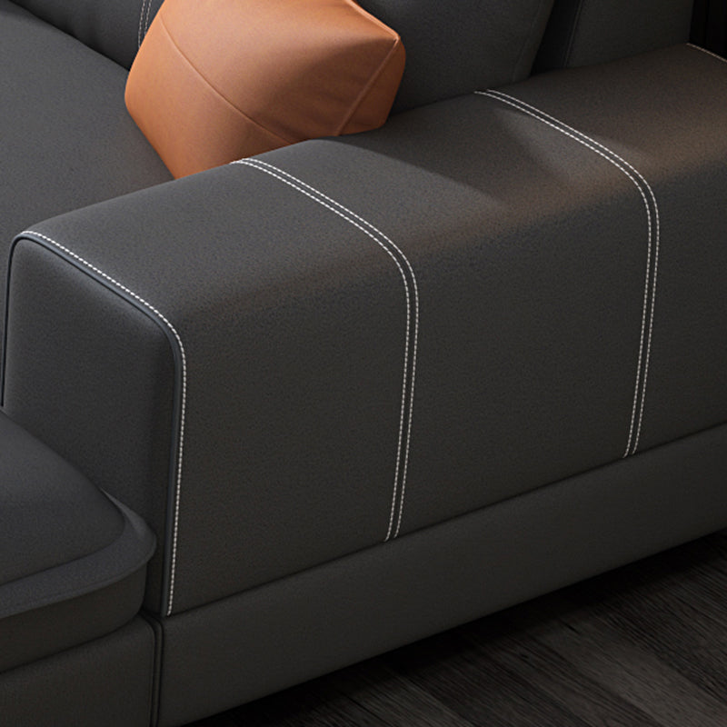 L-Shape Sofa Faux Leather High Back Square Arm Sectional with Stain-Resistant Clearhalo 'furn' 'furn_sectionals' 'Furniture' 'furniture_sectionals' 'Living Room Furniture' 'Sectionals' 4896498