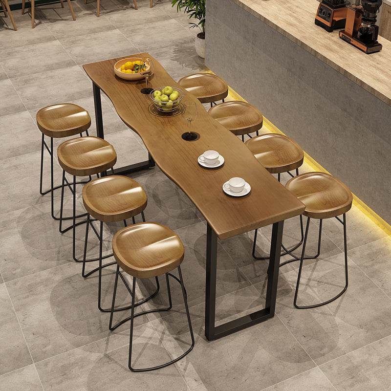 Pine Wood Bar Dining Table Industrial Bar Table with Sled Base 63"L x 17.7"W x 41.3"H Without Chairs Clearhalo 'Bar Furniture' 'Bar Tables' 'bar_tables' 'furn' 'furn_bar_tables' 'Furniture' 'furniture_bar_tables' 'Kitchen & Dining Furniture' 4898757