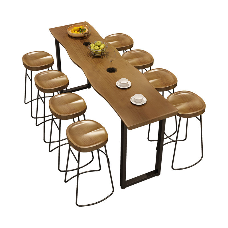 Pine Wood Bar Dining Table Industrial Bar Table with Sled Base Clearhalo 'Bar Furniture' 'Bar Tables' 'bar_tables' 'furn' 'furn_bar_tables' 'Furniture' 'furniture_bar_tables' 'Kitchen & Dining Furniture' 4898762